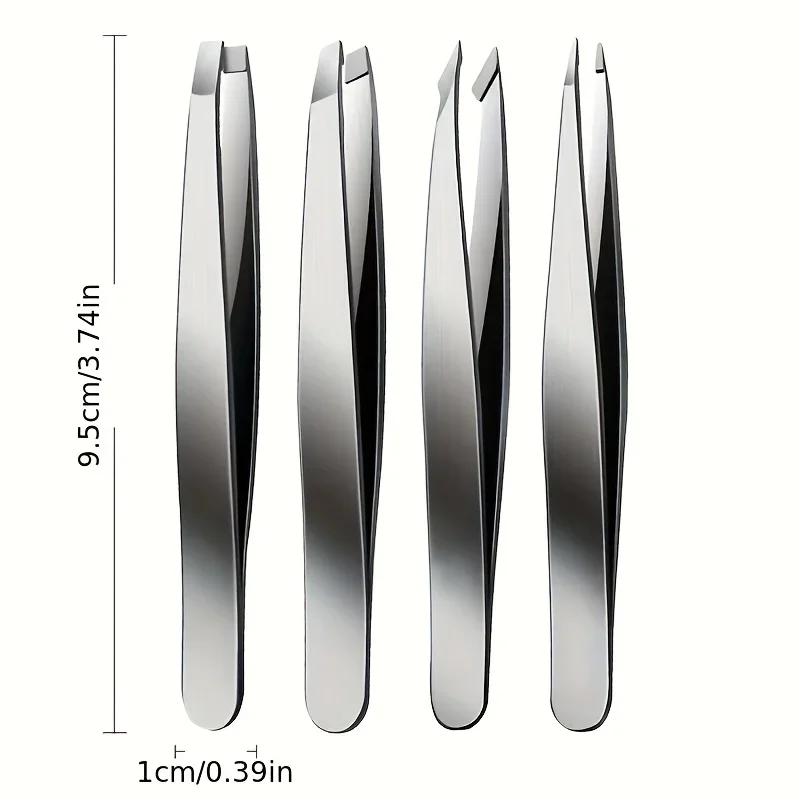 Ouriner 4pcs 세트 전문 핀셋 세트 눈썹 제모에 적합 파편 제거가 매우 쉽고 편안합니다.