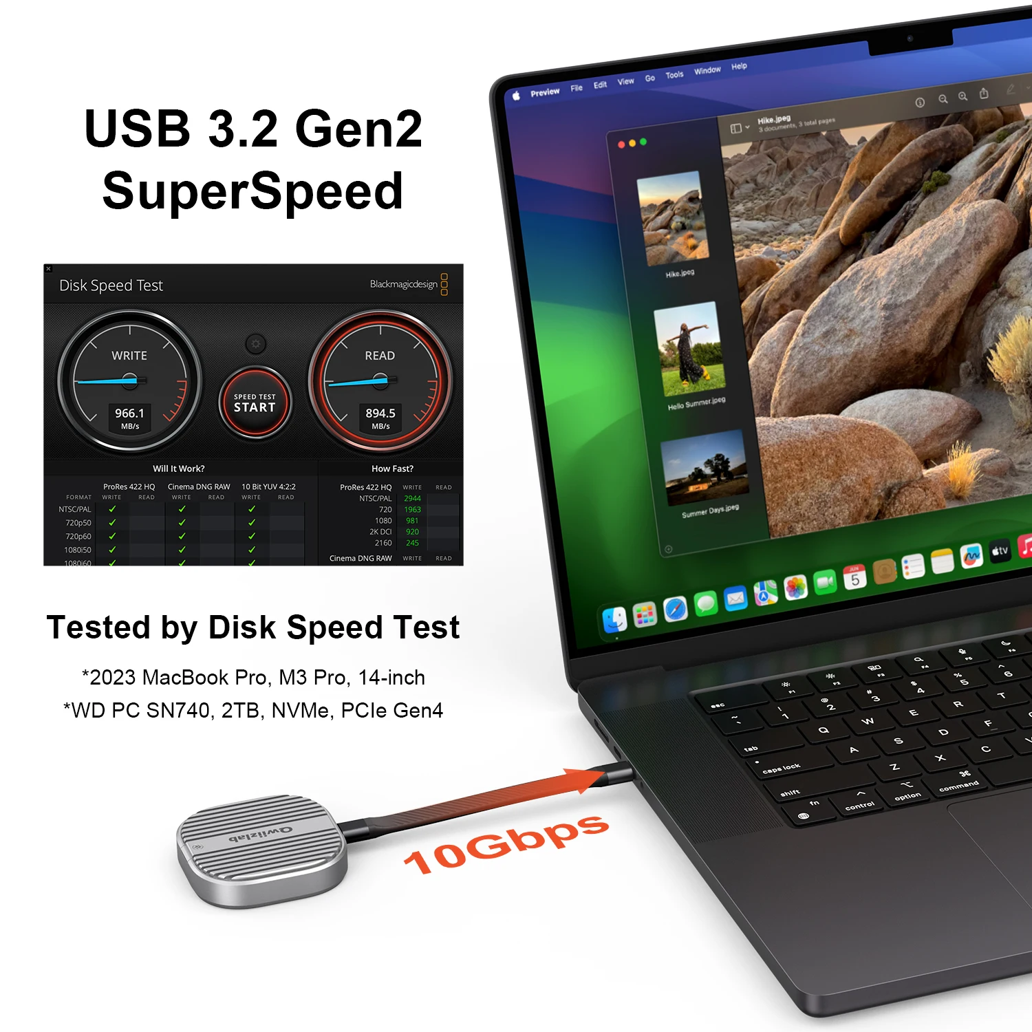 Qwiizlab Магнитный M.2 2230 NVMe SSD корпус с Magsafe для iPhone 15 Pro Max prors съемка, 10 Гбитс USB 3,2 Type-C (art.: 3920c7ec7429a) - 3920c7ec7429a
