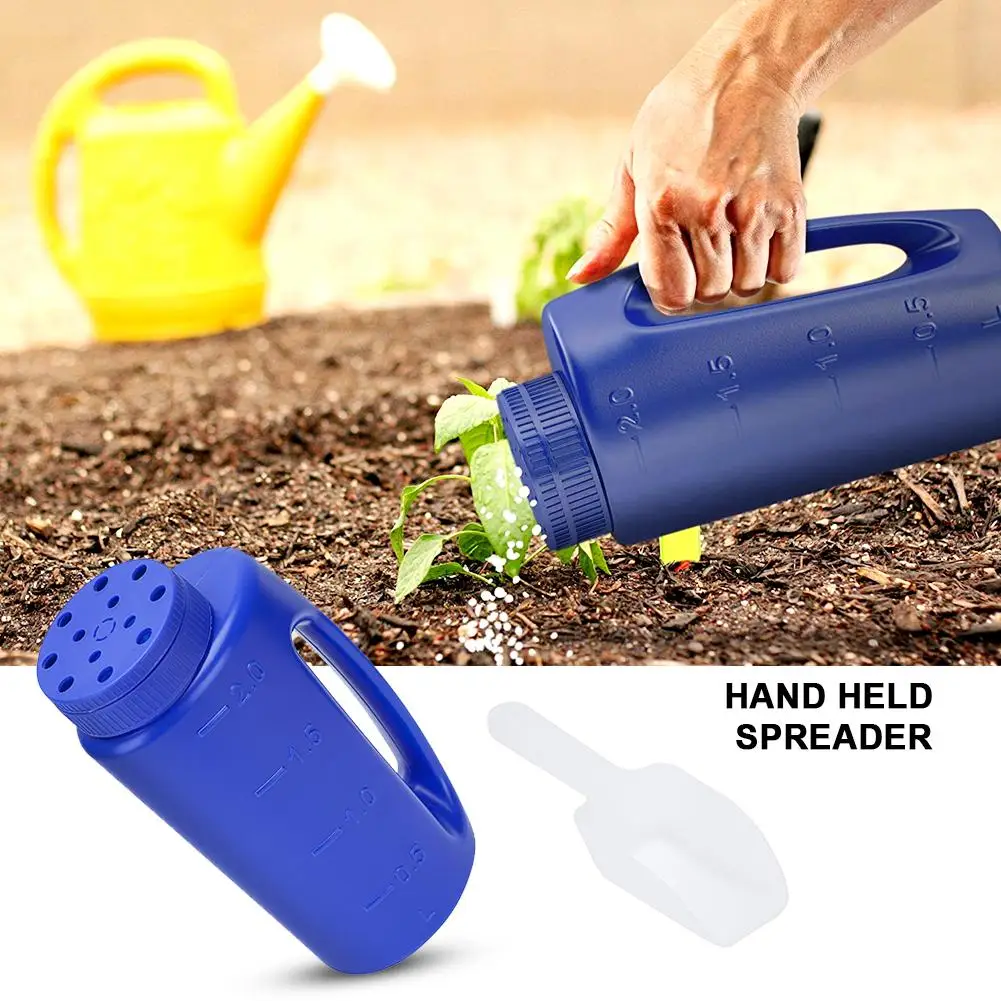 Hand Held Spreader Adjustable Hole Size For Seed Fertilizer Salt Gardening Tool Watering Can Seeding Tool 2L plant seed sower handheld seed dispenser garden seeder tool fertilizer spreader