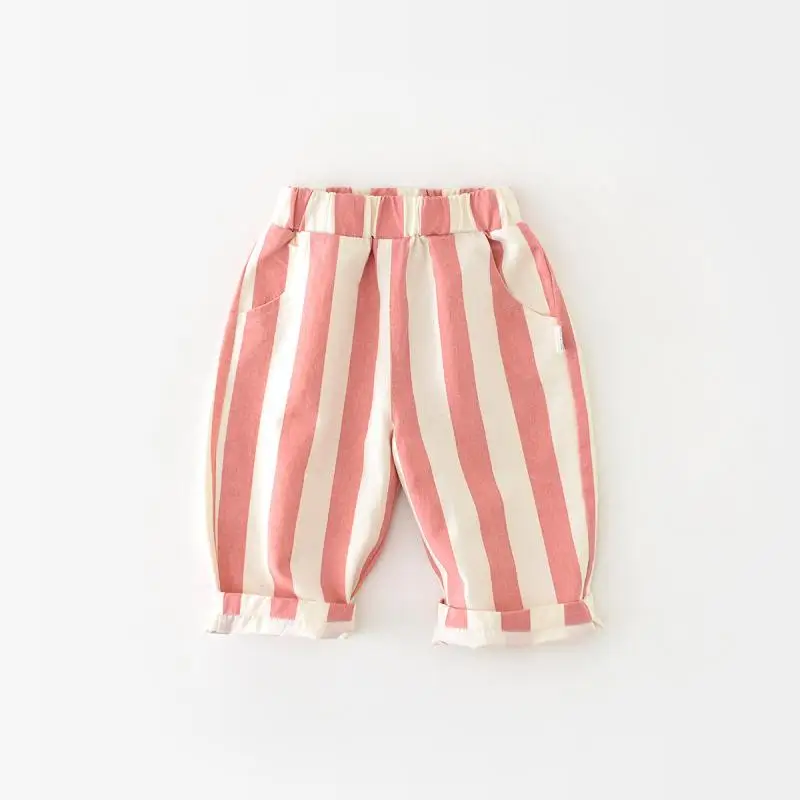 Autumn Boy Girl Children Loose Striped Casual Pants Baby Pockets Fashion Pants Kid Outdoor Cotton Trousers Toddler Costume Cotton pants,Baby trousers