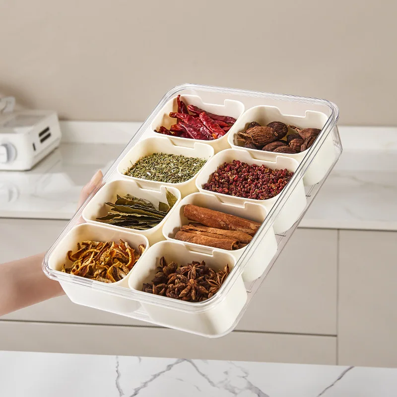 Large Capacity Plastic Seasoning Box with 4/8 Removable Compartments Sealed  Refrigerator Meal Prep Container Snack Serving Tray - AliExpress