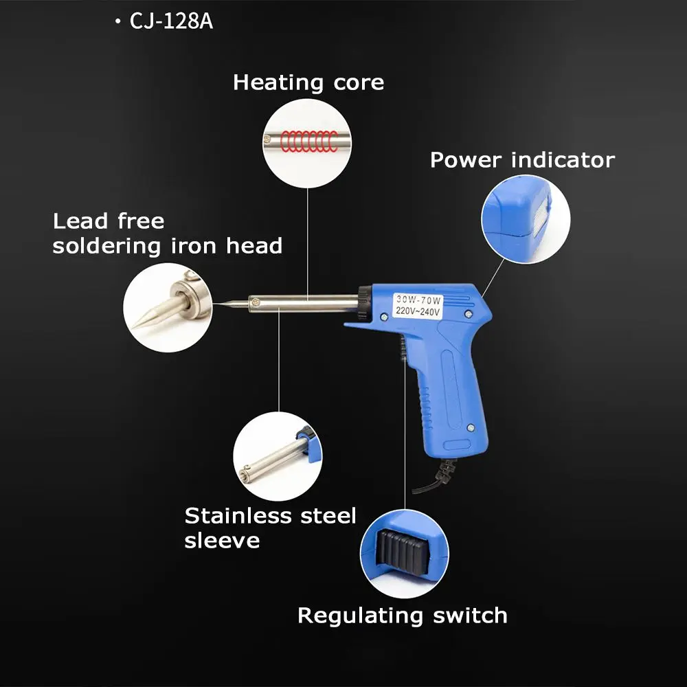 Double Power Electric Soldering Iron Adjustable 220V-240V 30W/70W EU Plug Quick Heating Welding Tools