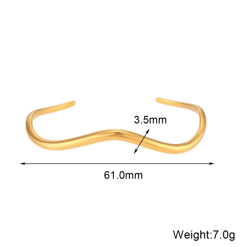 Elegant Irregular Wave-Shaped Gold-Plated Stainless Steel Bracelet