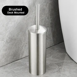 Sleek Black Wall-Mounted Stainless Steel Toilet Brush Holder (Brushed Deck)