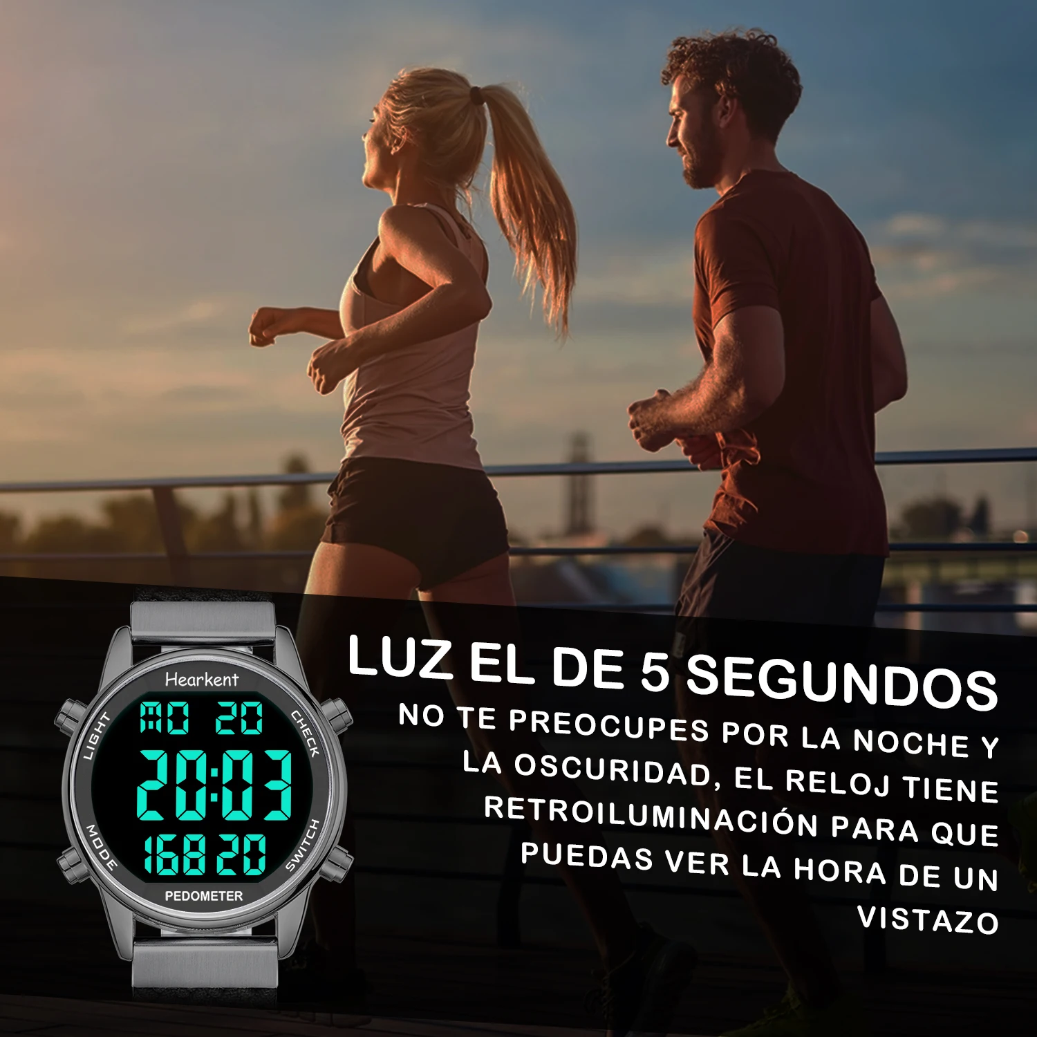 Hearkent podómetro relojes deportivos contador de pasos reloj
