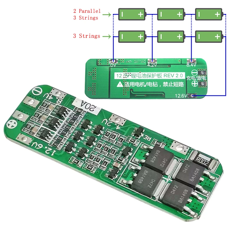 3S 20A Li-Ion Lithium Battery 18650 Charger Pcb Bms Scheda Di Protezione Per Trapano Motore 12.6V Lipo Cell Module Muslimb