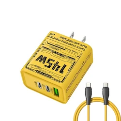 145W Triple Port Fast USB - C Charger with PD & QC 3.0 - US And 1M Cable