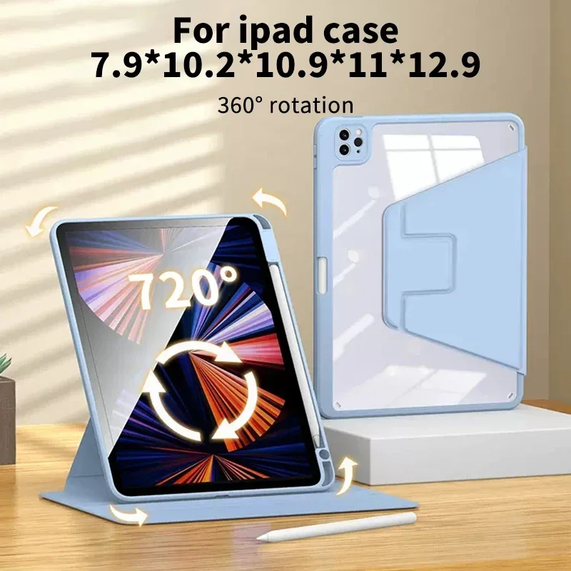 

For iPad Pro 11 2022 iPad 10th Generation iPad 10.2 7th 8th 9th Gen Cover for iPad Air5 4 10.9 Pro 12.9 2021 360 Rotation Case