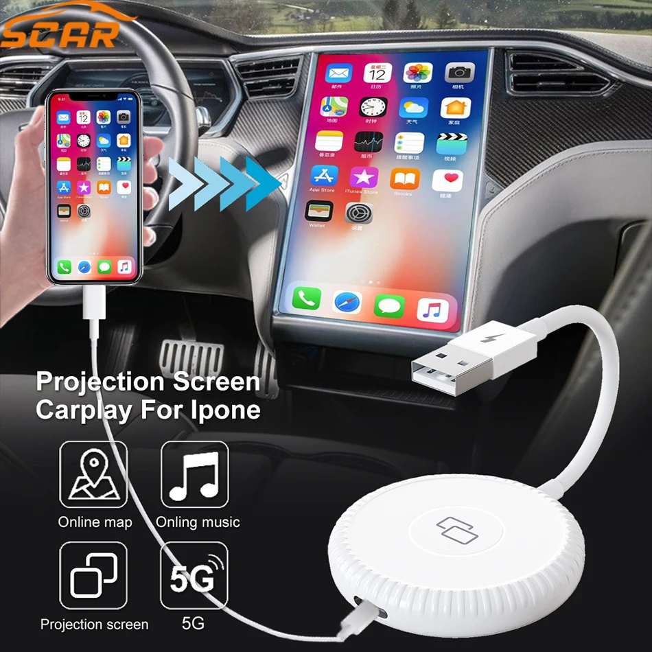 

2023 New CarPlay Wireless Rprojection Screen Plug Play, for Car Wired CarPlay for iPhone Converting iPhone Screen to Car Display