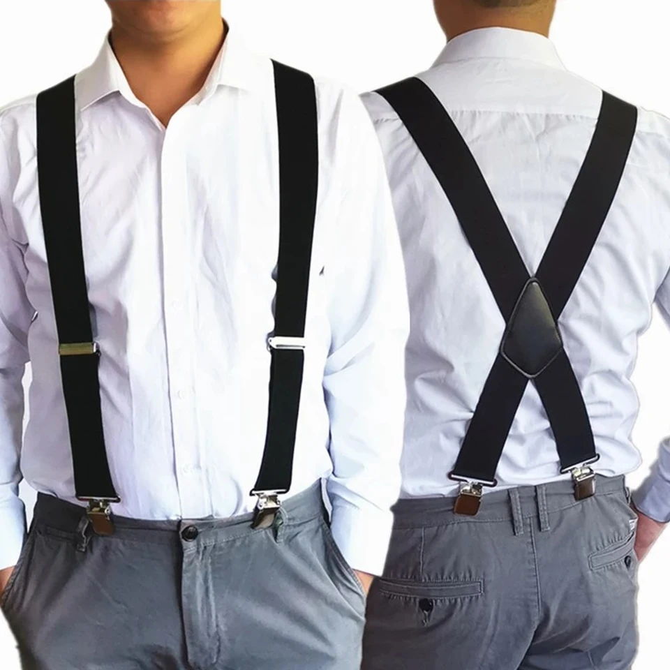 Mens X Shape Heavy Duty Adjustable Suspenders