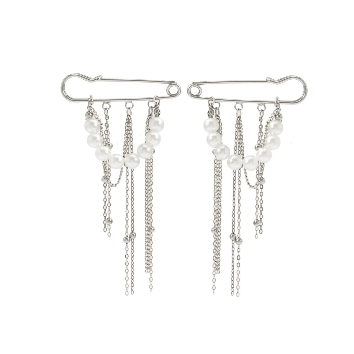 Retro Sweet Imitation Pearl Metal Chain Tassel Pendant Pin Pants Foot Chain