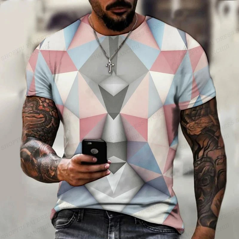 Diamond 3D Printed T-shirt Men Fashion Short Sleeve Tshirt Outdoors Round Neck Tshirt Oversized Tops Tees Stereoscopic Clothing_voghion.com