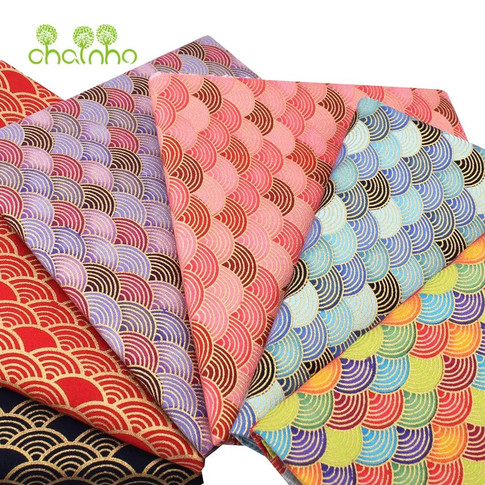 Chainho,Printed Plain Weave Cotton Fabric,DIY Quilting Sewing Material,Patchwork Cloth,Fish-Scale Series Textile,20x25cm,15CD36