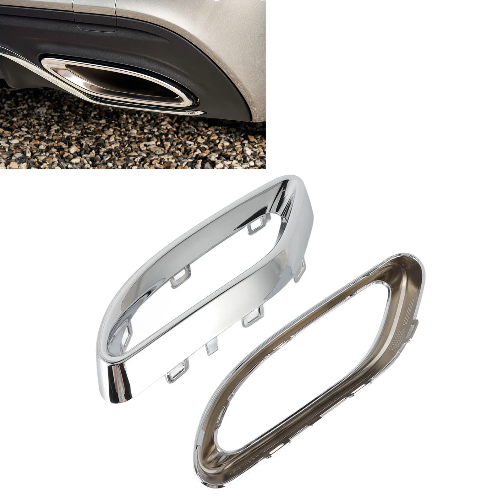 Gloss Chrome Exhaust Tip Cover Trims For Mercedes‑Benz A B C E GLC CLS‑Class W177 W247 W205 W213 X253 C257