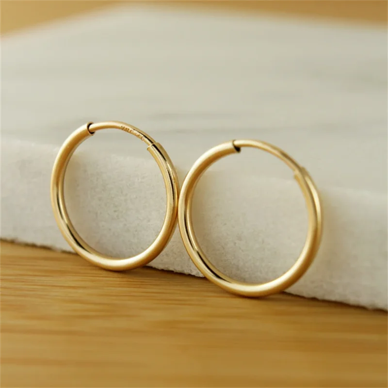 14K Gold Filled Hoops Earrings 7 Size Circle Jewelry Minimalism Brincos Vintage Pendiente Oorbellen Boho Hypoallergenic Earrings 4