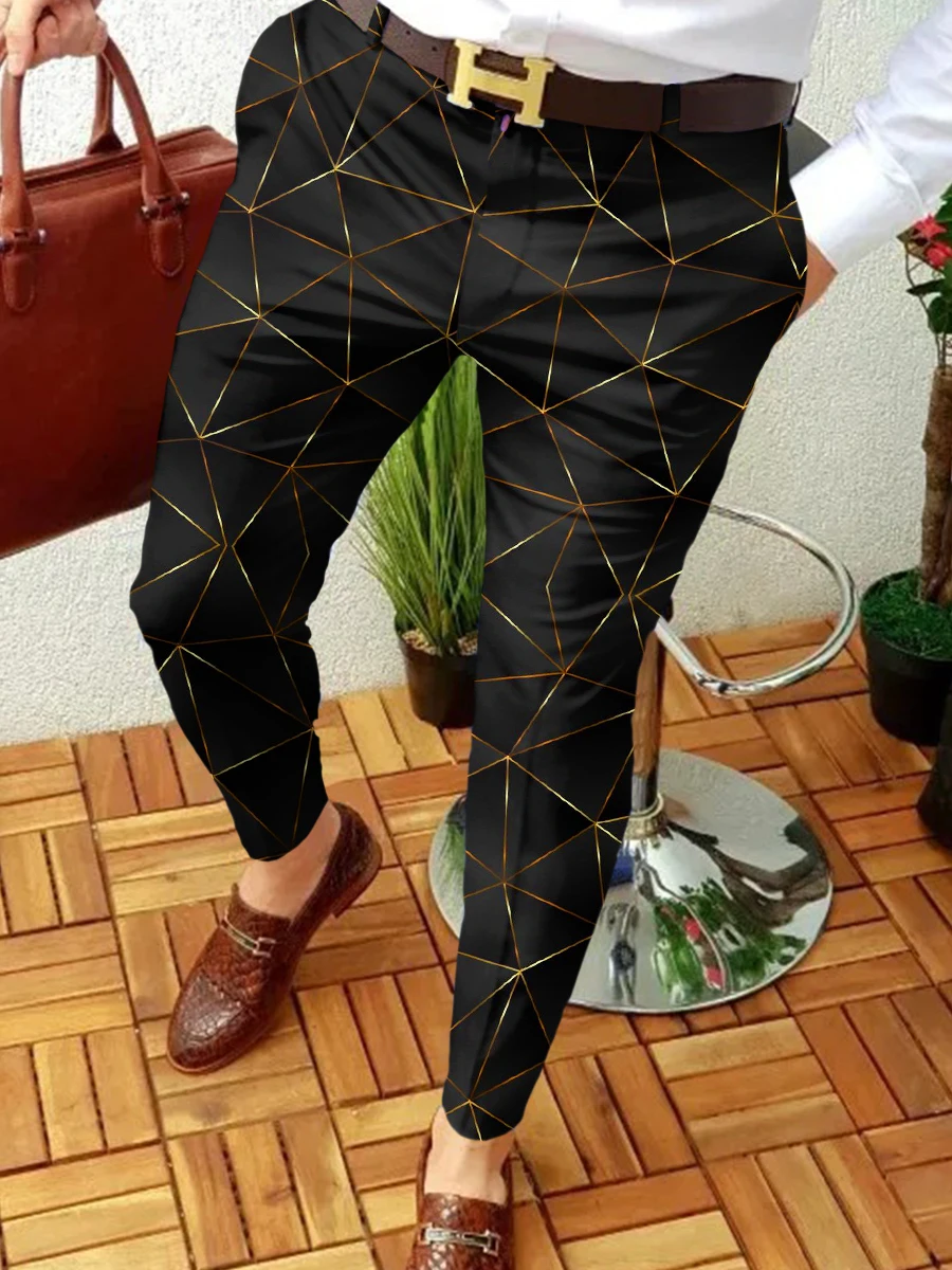 2022 NEW Men Business Casual  Trousers Retro Pattern Print Straight Long Pants Mens Spring Autumn Fashion Streetwear