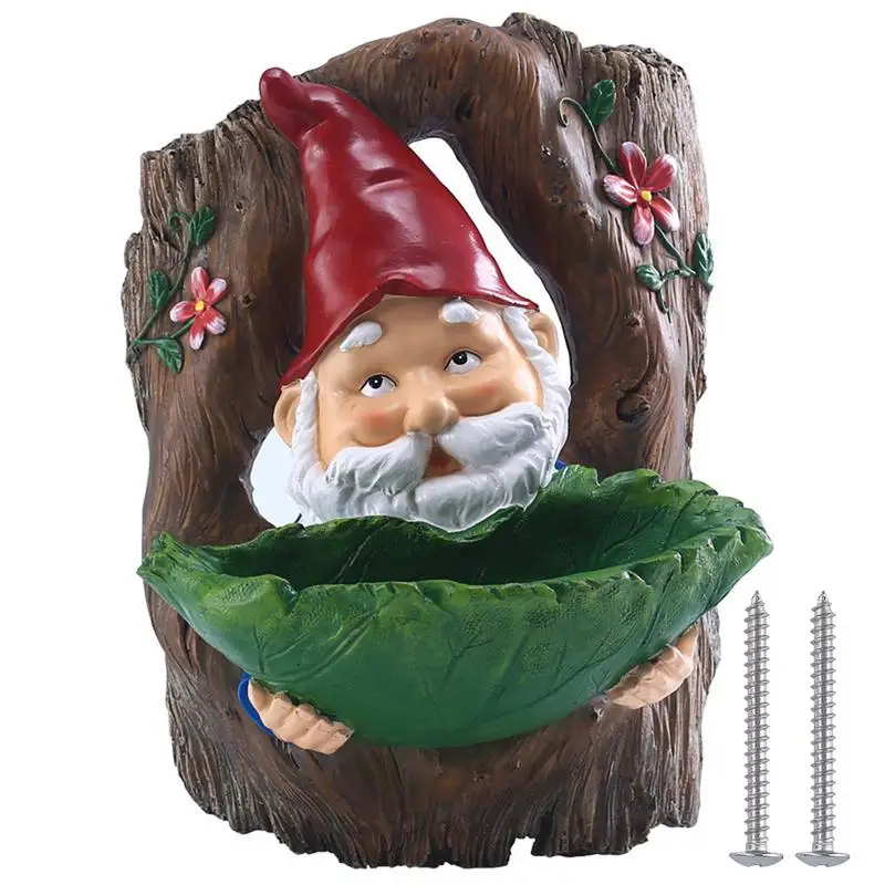 

Unique Bird Feeders Resin Gnome Statue Outdoor Wild Birdfeeder Elf Dwarf Tree Hugger Sculpture For Garden Yard Terrace