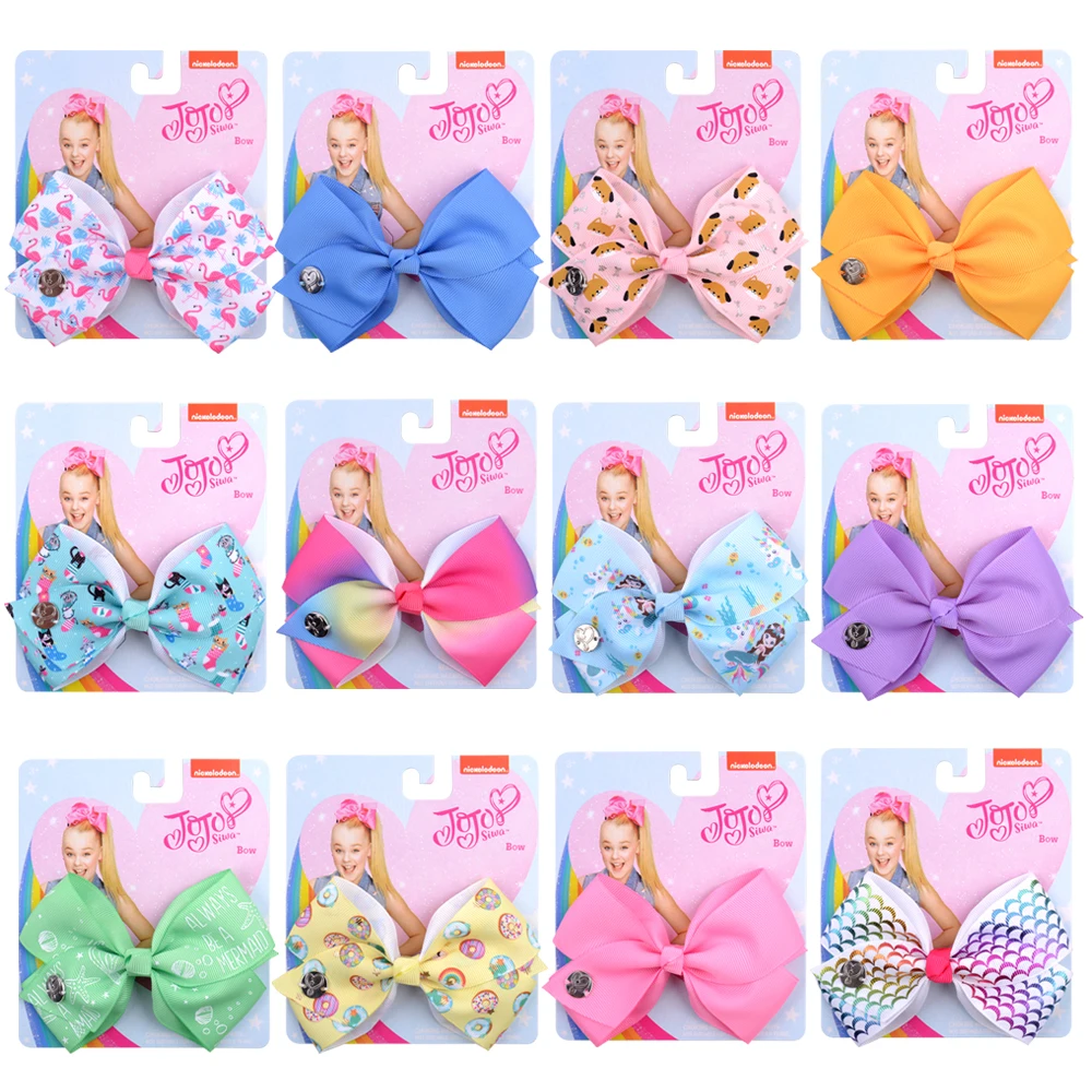 4.5" JoJo Bows Rainbow Printed Knot Ribbon Bow Hair Clip 1 Pcs