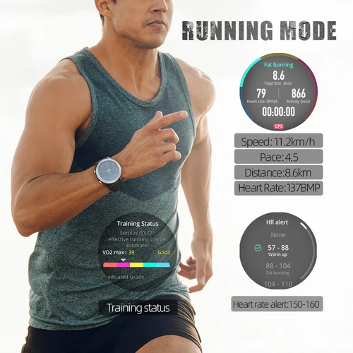 NORTH EDGE 2022 새로운 스포츠 스마트 워치 GPS GLONASS GALILEO 심박수 SpO2 VO2max 스트레스 120 + 스포츠 모드 18 일 대기 나침반 3