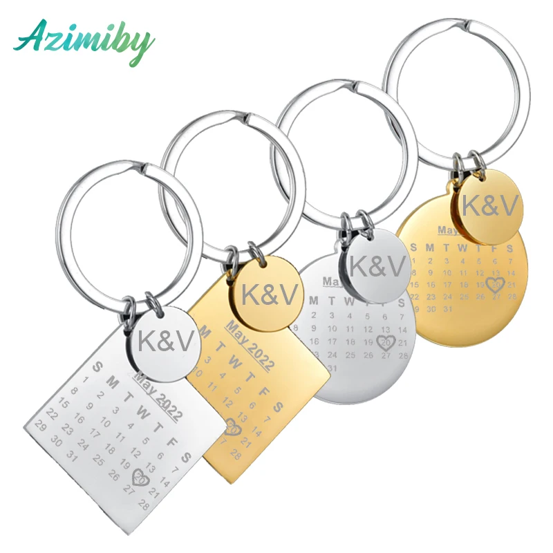 

Azimiby DIY Keychain Personalized Calendar Keychain Hand Carve Calendar Keyring Gift for Women Men Kids Private Custom Engraving