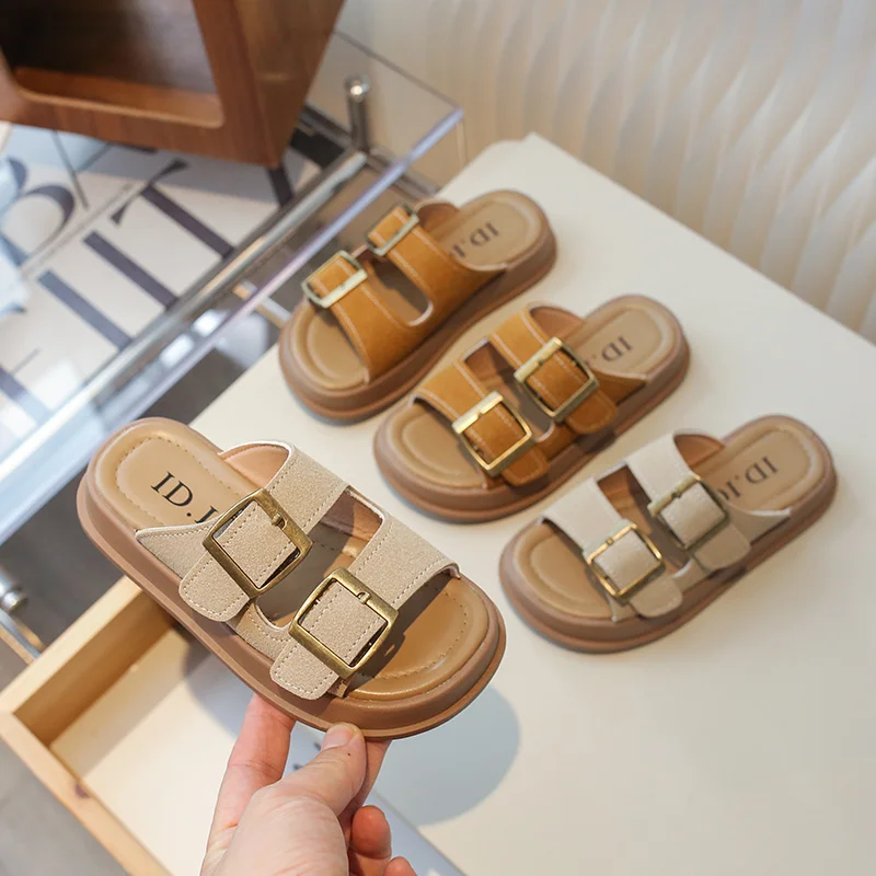 아름다운 어린이 여름 패션 우아한 아기 라운드 토 샌들 슬리퍼, 학생 플랫, 인기 유아 신발 