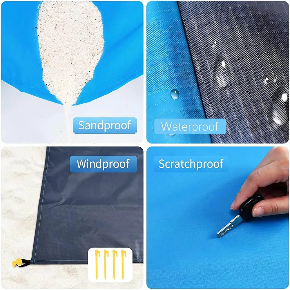 Folded beach blanket in a compact carry bag