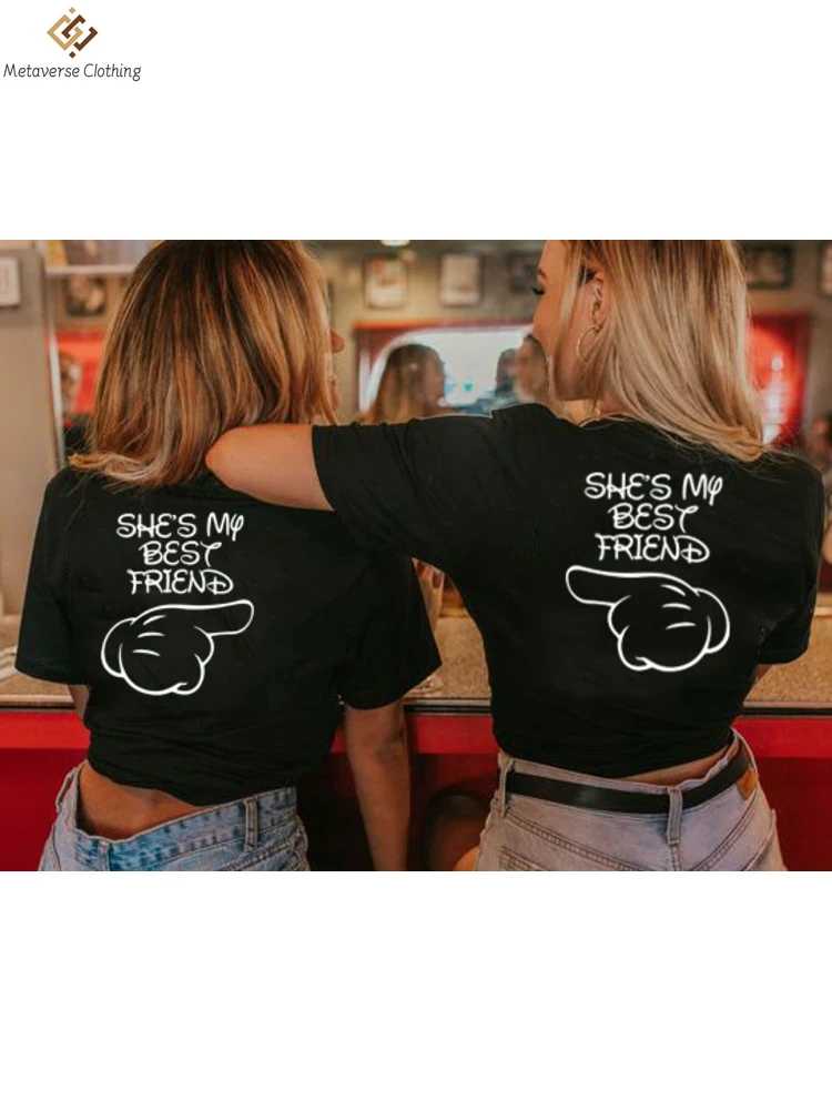 

1 шт., Повседневная футболка с надписью «My Best Frieds»