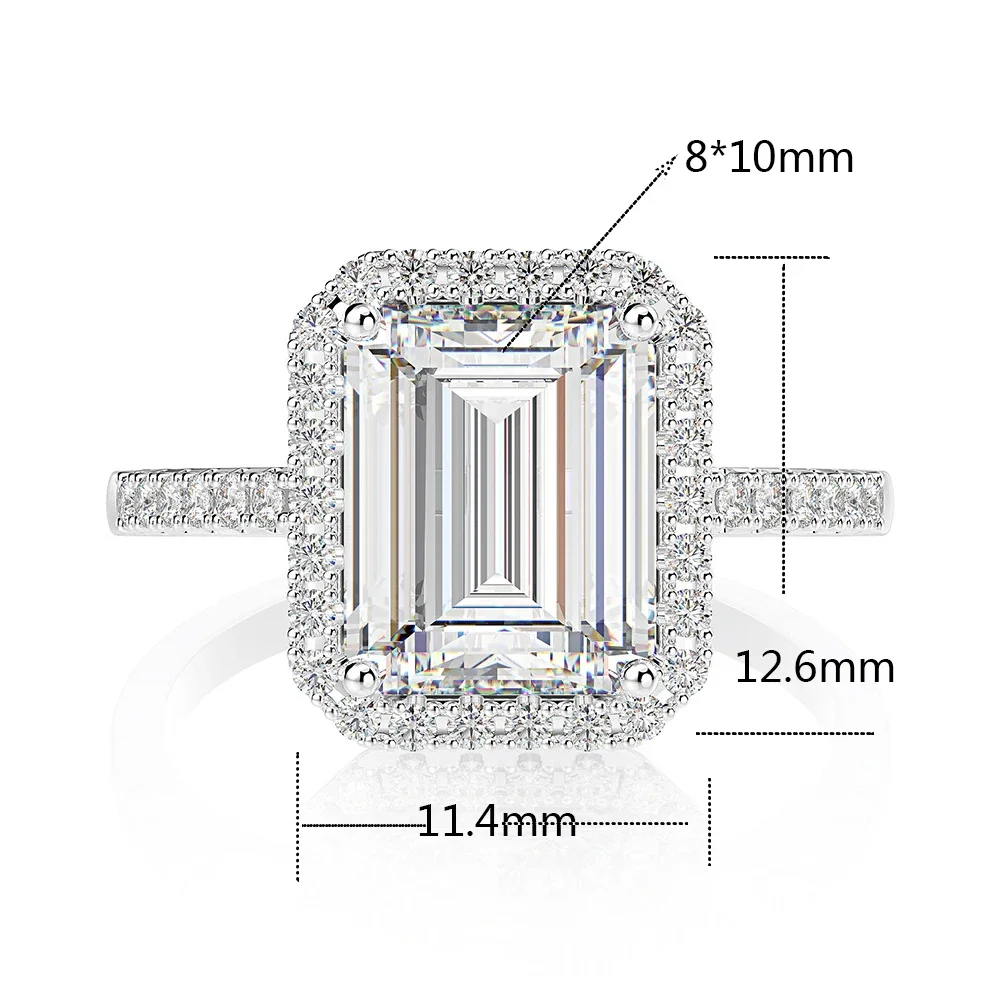 Ring Set Finger Ring Wedding Ring 925 Sterling Silver Created Moissanite Square Gemstone for Couple