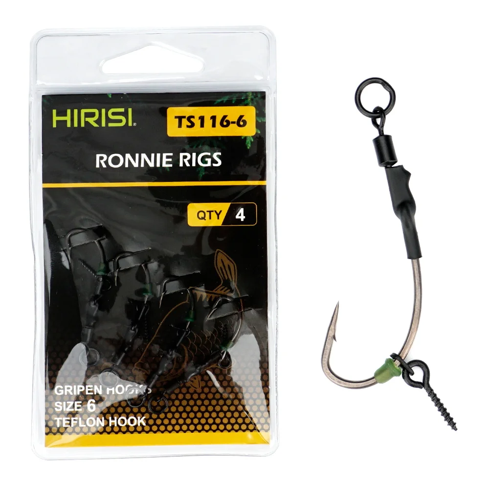 Montage Ronnie Rig Hirisi 4pcs avec flotteur pour pêche de la carpe en mer et eau douce combinaison complète
