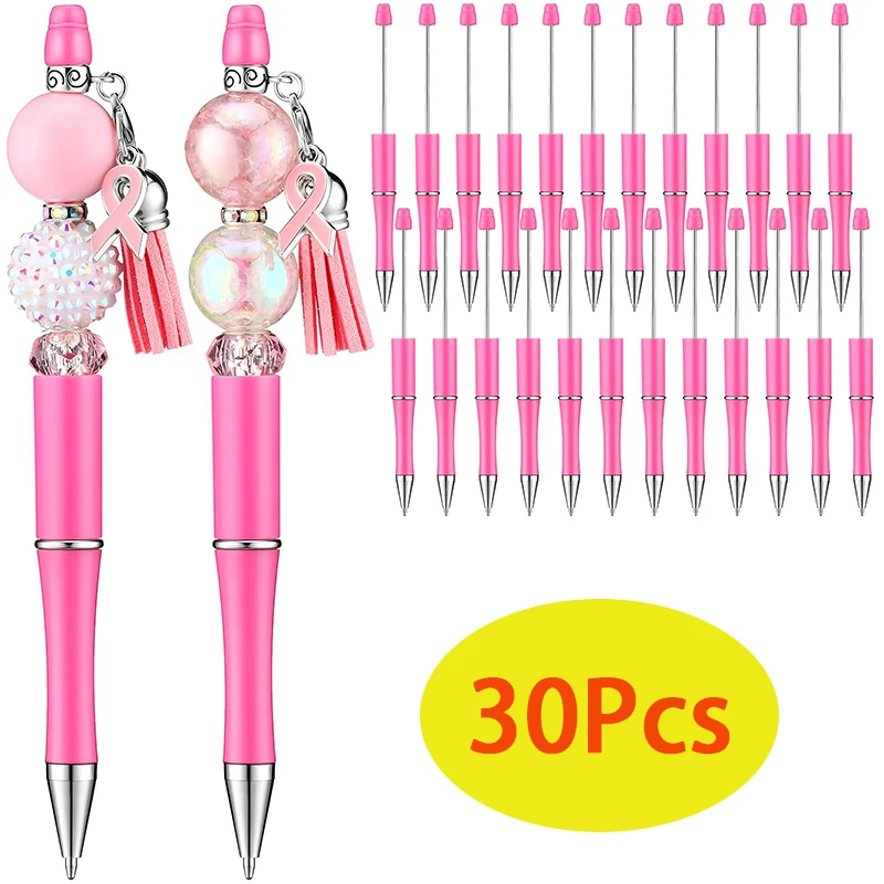 

30pcs Plastic Beadable Pens For DIY Beads Pens Beadable Pens For Kids Students Presents Office Classroom School Supplies