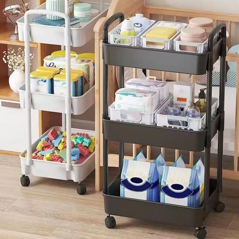 Small trolley rack kitchen floor Storage Cart multi-layer snack Cart bathroom toilet storage rack Rolling Book Shelf Organizer