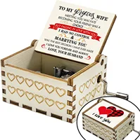 Vintage Wooden Music Box, Painted Carving, Falling In Love, Mother's Day, Valentine's Day, Qixi Gift, Hand cranked Octave Box 1