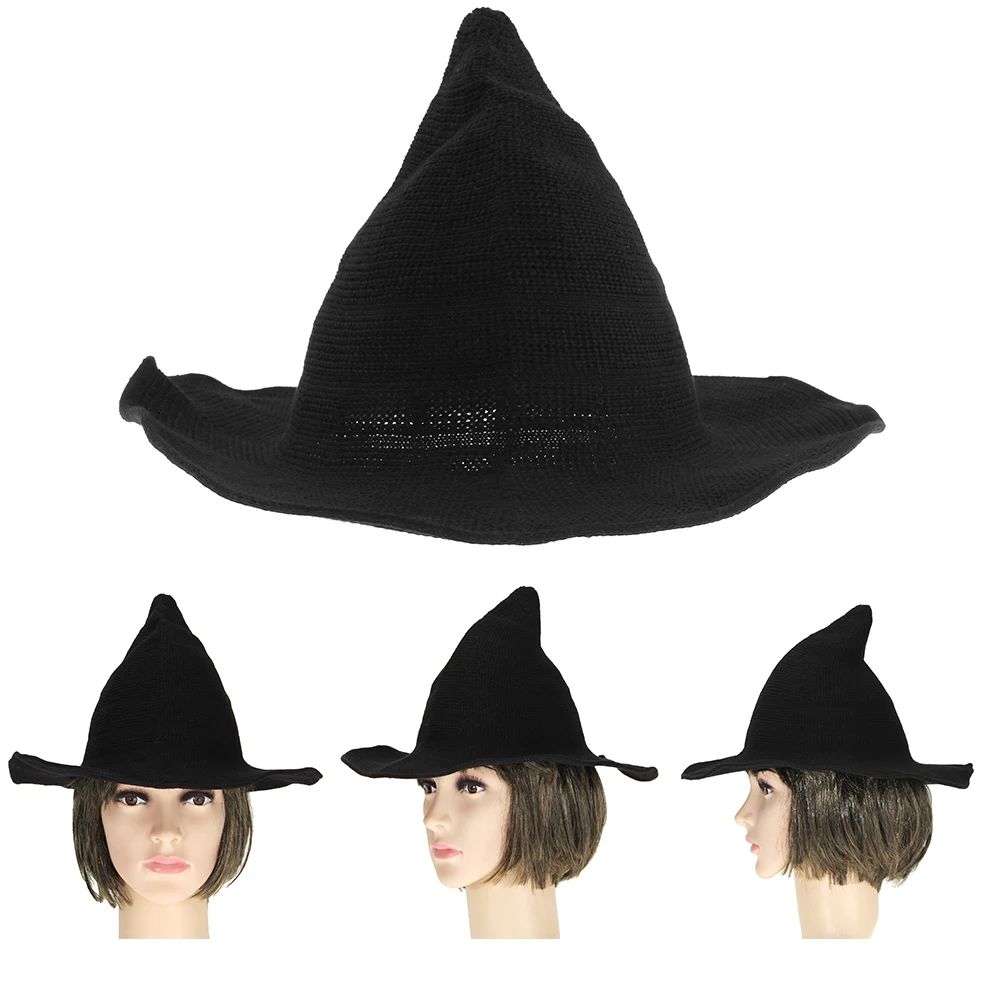 Vintage Halloween Witch Hat Woolen Long Point Hat for Women Halloween Party Magical Festival Party Cosplay Decoration party hat halloween witch hat halloween hat lamp
