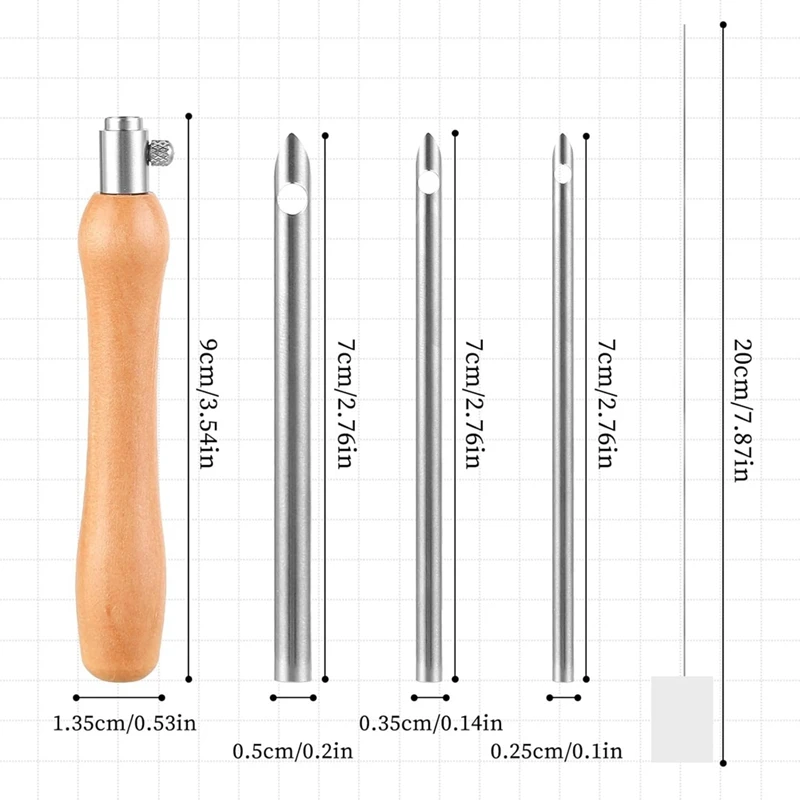 Punch Needle Tool 5 Pcs Punch Needle Kit Metal Threader Set 2.5/3.5/5Mm