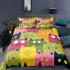 Cartoon Cat Duvet Cover Set Cartoon Animal Print Bedding Set With Pillowcase 2/3pcs Comforter Cover For Bedroom Decor 4