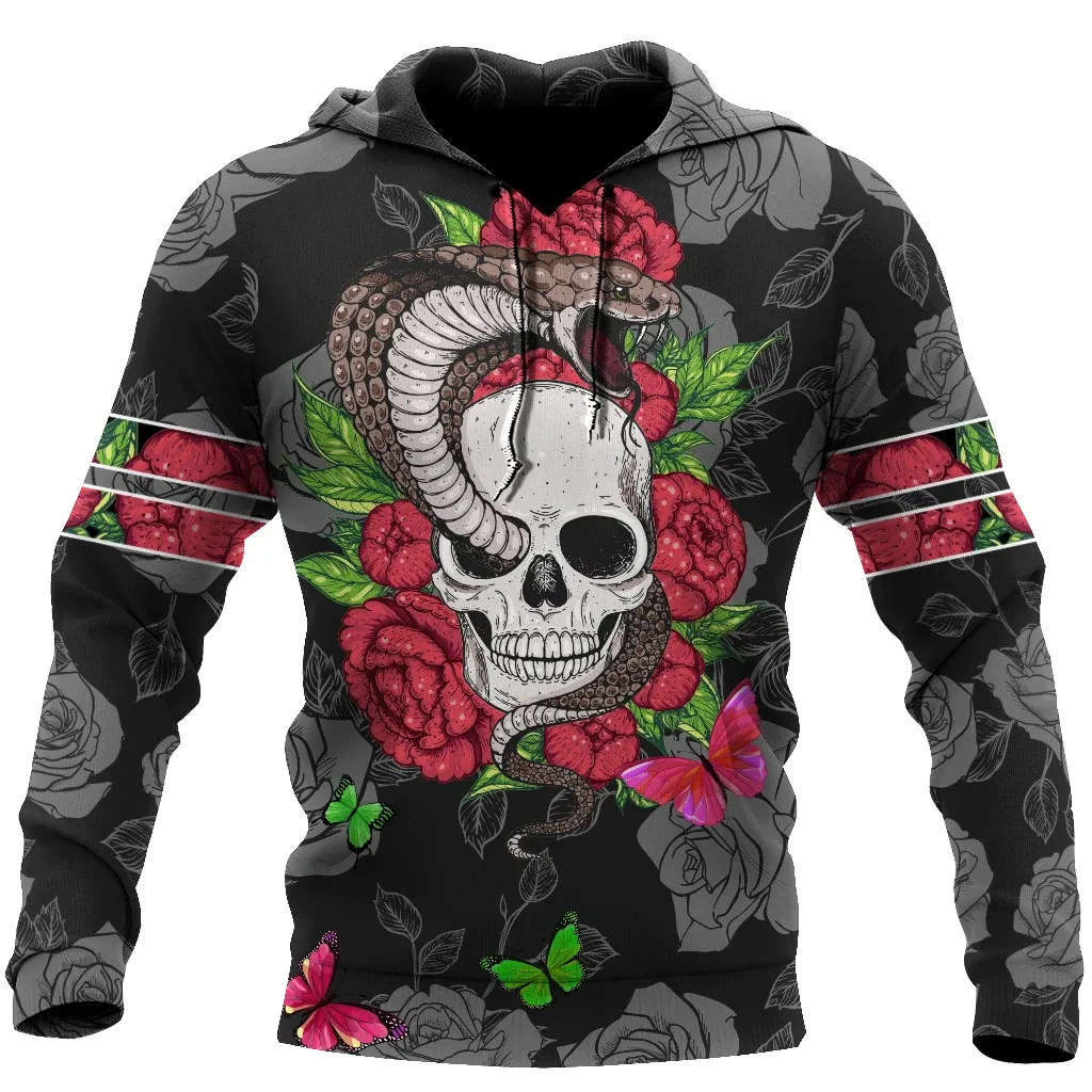 

Holloween Men 3D Hoodies Fire Skull Florial Snake Harajuku Punk Style Clothes Pulklover Unisex Hooded Sweatshirt Plus Size S-6X
