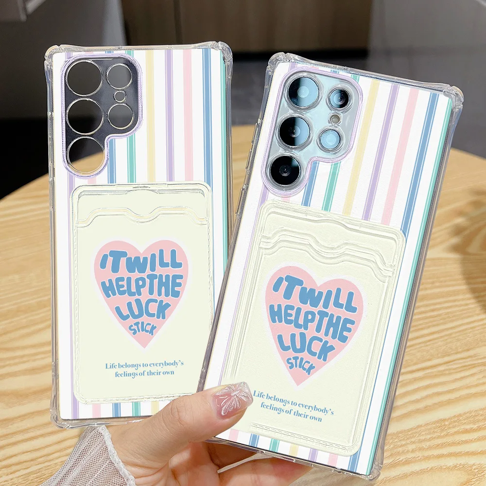 Love Heart Silicone Card Holder Phone Case with Card Slot