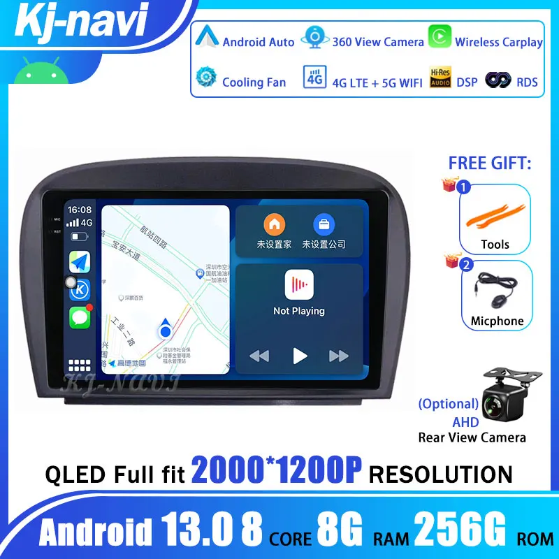 

Автомобильная магнитола 9 "Android 13 для Mercedes Benz SL R230 SL350 SL500 SL55 SL600 SL65 2001 - 2007 Carplay DSP Мультимедиа GPS навигация