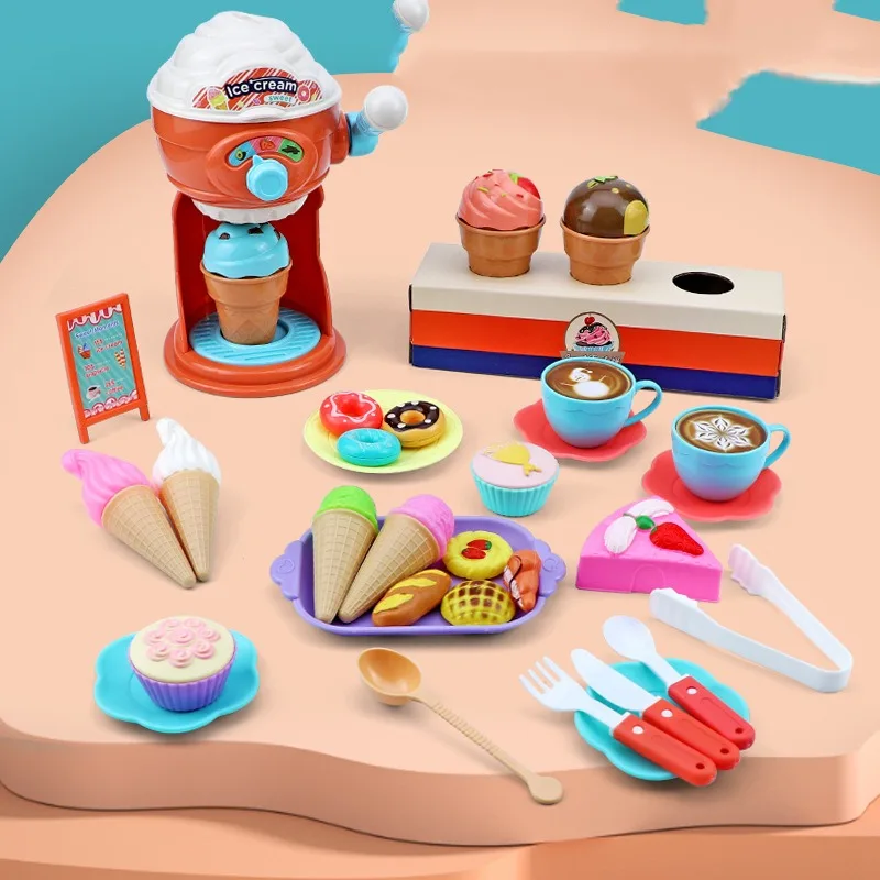 

Детские игрушки для ролевых игр на кухне, имитация десерта, мороженого, кофе, игрушки для девочек, ролевые детские головоломки для дня рождения