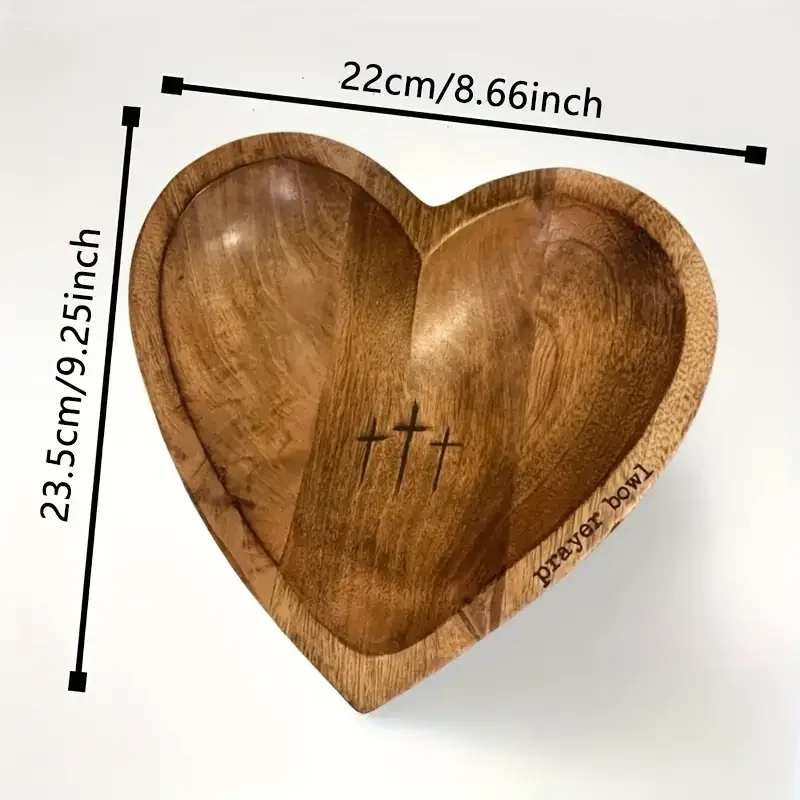 Heart Shaped Wooden Prayer Bowl for Valentine's Day, Mother's Day, Heart Shaped Wooden Prayer Cup -, Centerpiece of Dining Table 2