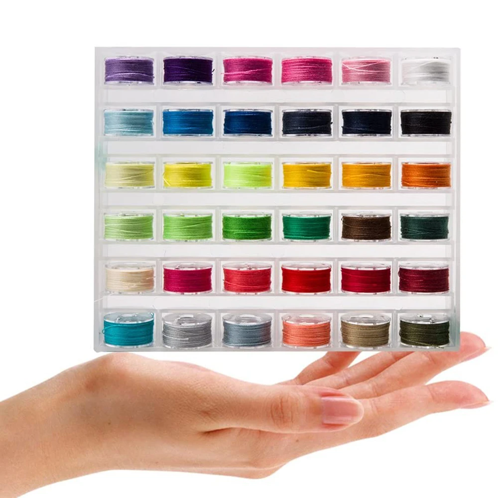 

36PCS Multicolor Sewing Thread Bobbins with Storage Box Standard Size Sewing Bobbins for Sewing Machine DIY Embroidery Thread