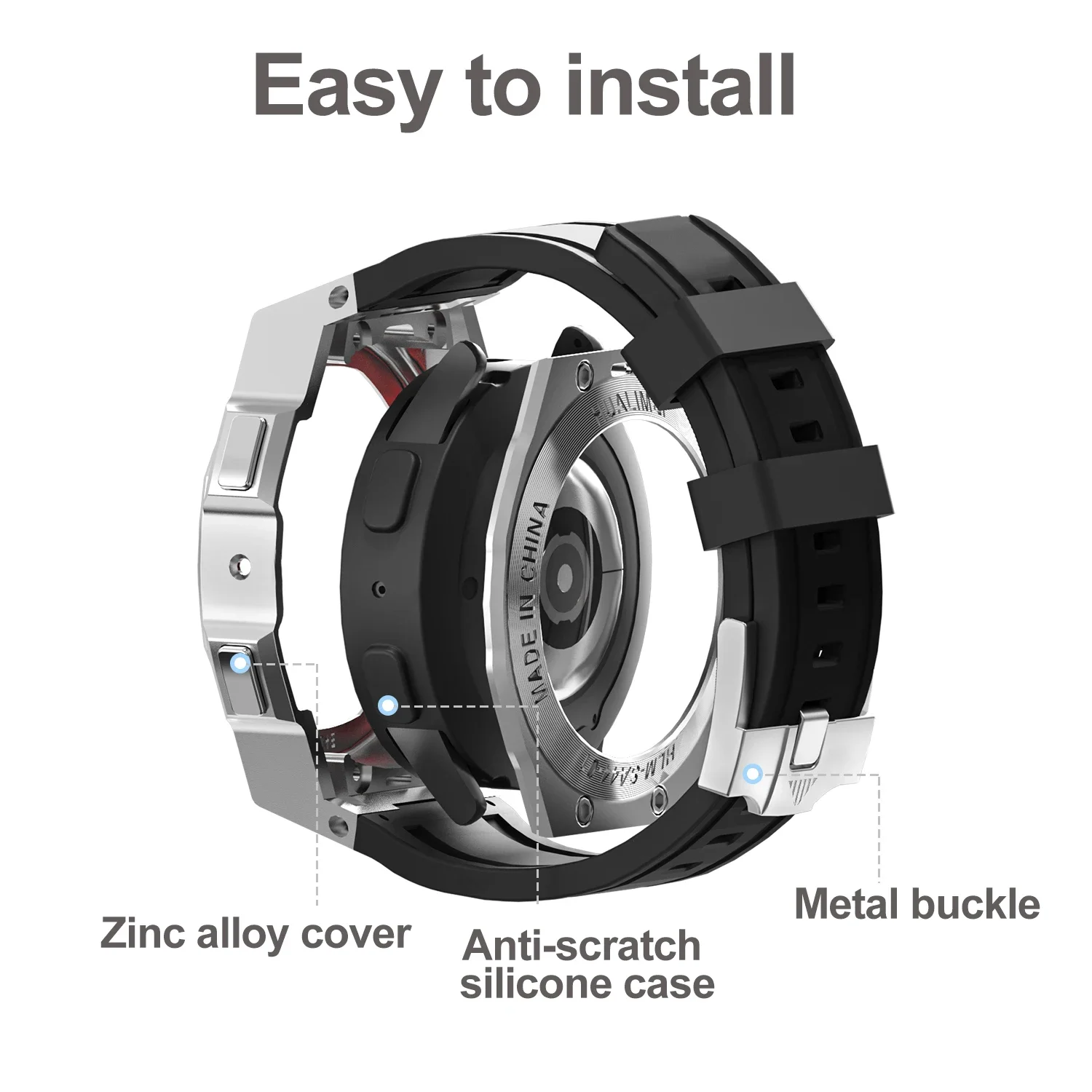 Diamond Modification Kit Rubber Band For Samsung Watch 5 40MM Silicone Strap Mod Case for Galaxy Watch 4 40mm Protective Cover