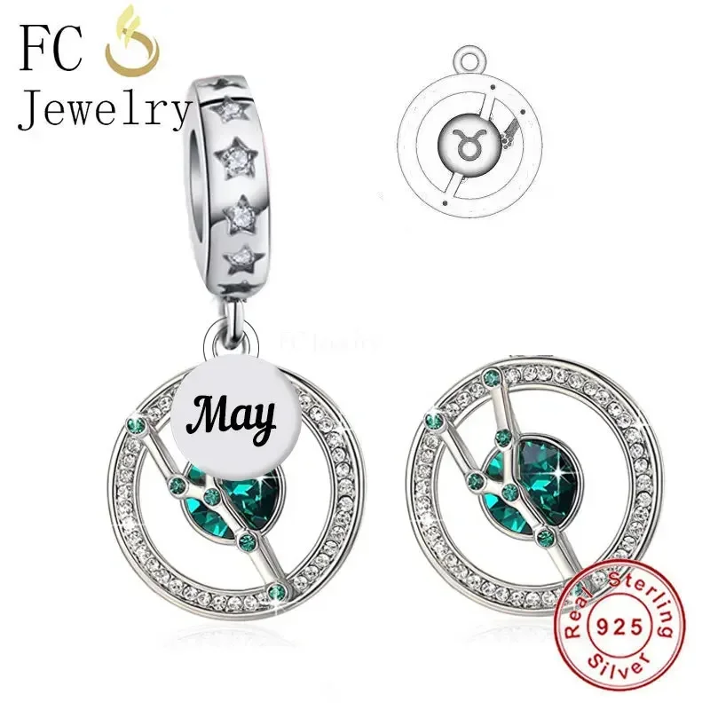 FC Jewelry Fit Original Charm Bracelet 925 Silver 12 Constellation Zodiac Horoscope Sign Birthstone Bead For Making Berloque 4