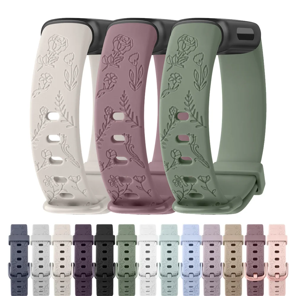 Engraved Floral Soft TPU Bracelet Wristband