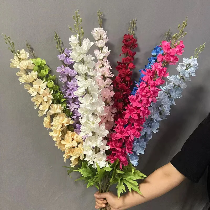 Yannew 3pcs 85cm Delphinium Artificial Flowers Long Stem Silk Hyacinth Wedding Flower Arrangements Decoration Home Room Decor