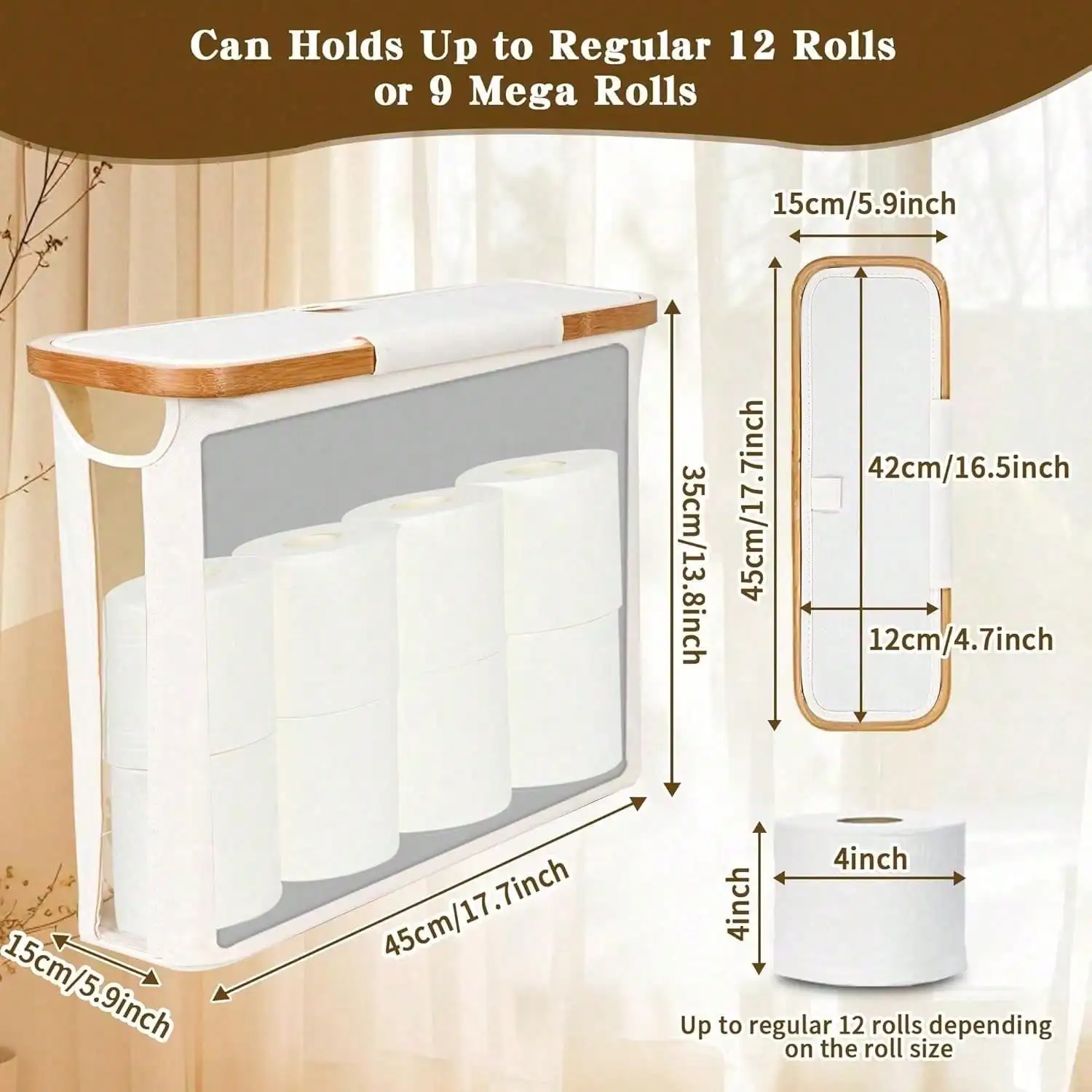 Bathroom Toilet Paper Basket with Lid 2