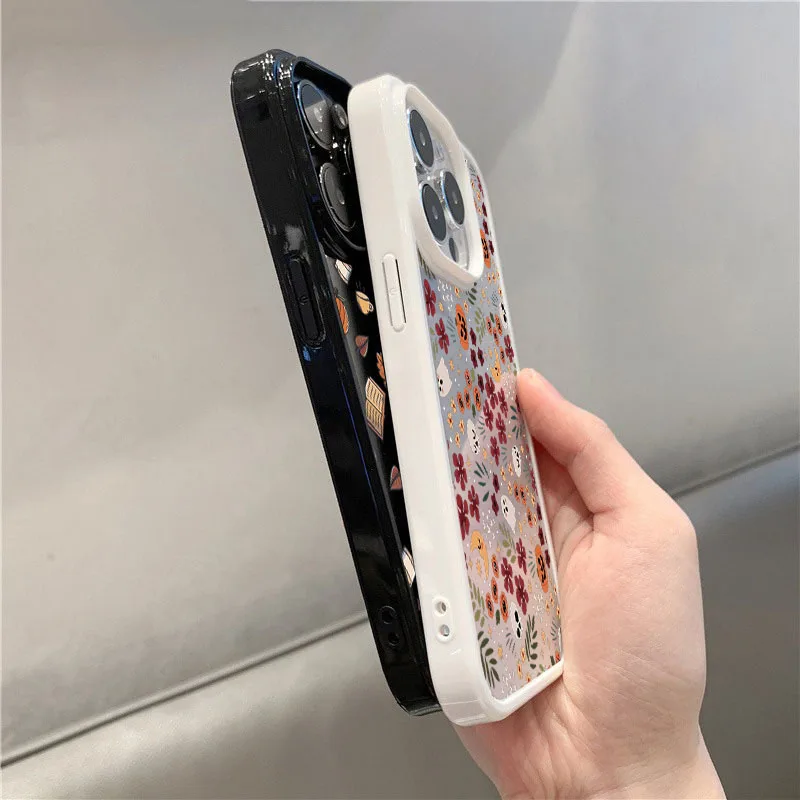 Transparent Shockproof Halloween Pumpkin & Skull Phone Case