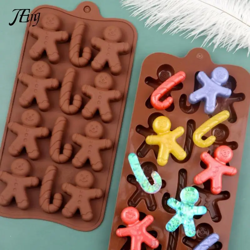 

Christmas Shape Silicone Chocolate Mould Non-stick Fondant Cookie Baking Trays Xmas Trees Candy Gingerbread Man Gift Mold Tools