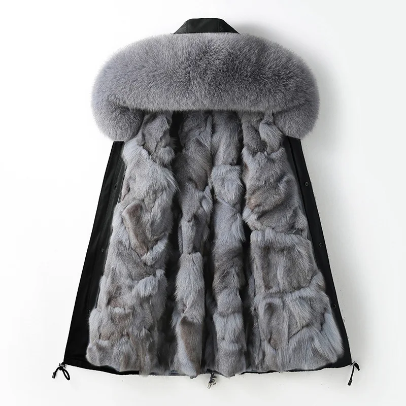 Parka Fur Coat Female Fox Fur Liner Detachable Medium Long Winter Young Parka