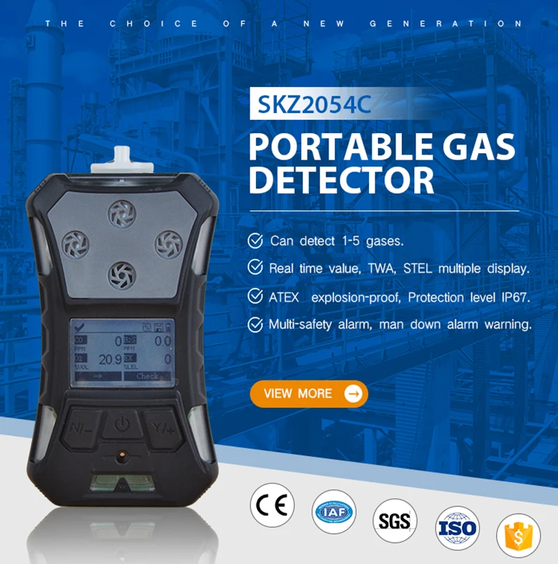 ATEX CE CO2 gas meter detector carbon dioxide gas analyzer SKZ2054C CO2 ndir sensor detector portable usb battery